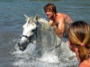 Bathing with the horses